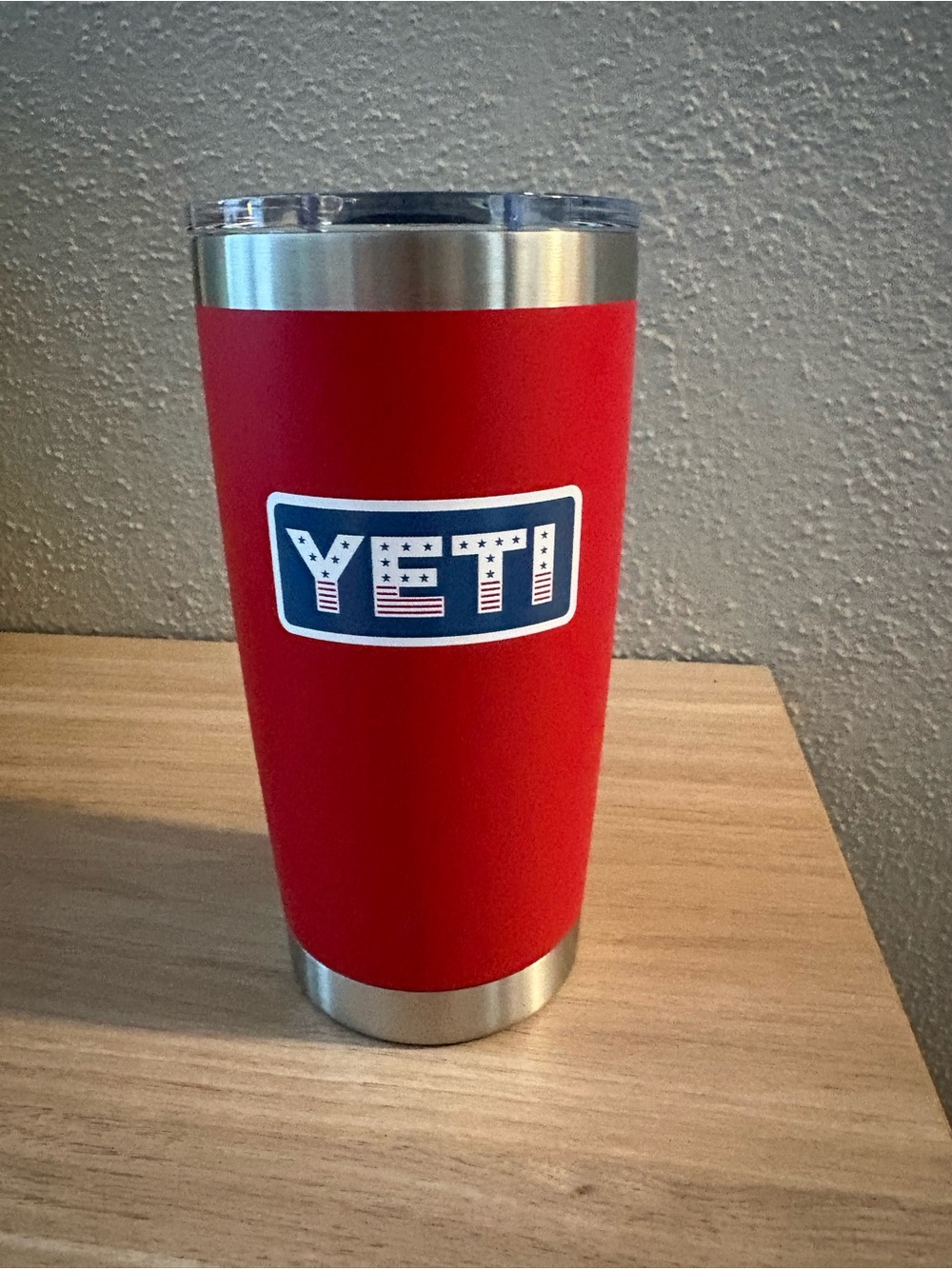 Yeti Red Stainless Steel Travel Tumbler with Patriotic Logo